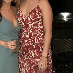 Hinge Red and White Wrap Maxi Dress